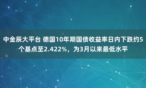 中金辰大平台 德国10年期国债收益率日内下跌约5个基点至2.422%，为3月以来最低水平