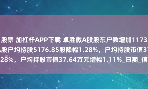 股票 加杠杆APP下载 卓胜微A股股东户数增加1173户增幅1.37%，流通A股户均持股5176.85股降幅1.28%，户均持股市值37.64万元增幅1.11%_日期_信息