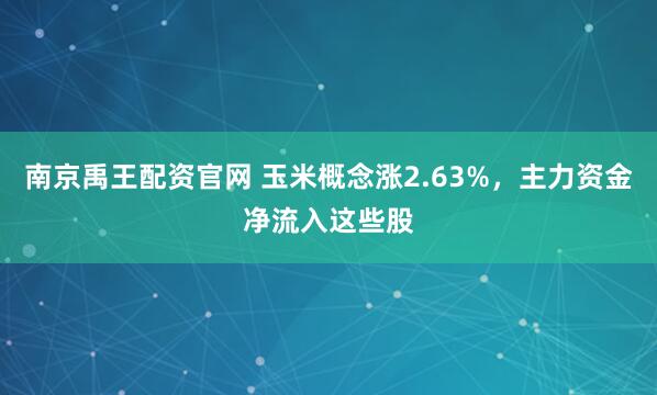 南京禹王配资官网 玉米概念涨2.63%，主力资金净流入这些股